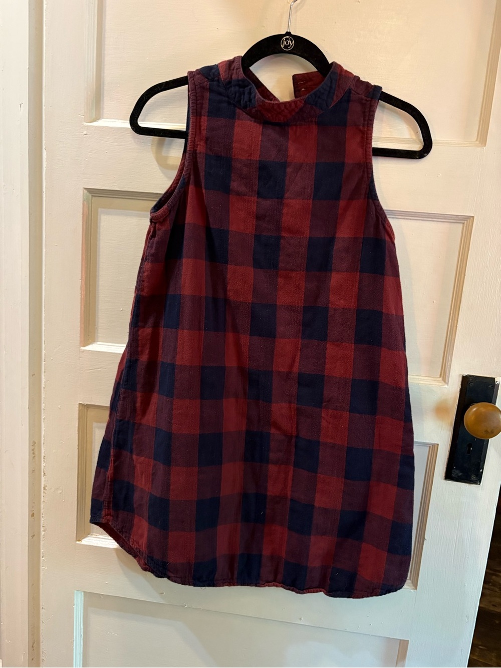 Altar'd State Red & Navy Sleeveless Plaid Mini Dress. Women's small. 100% Cotton